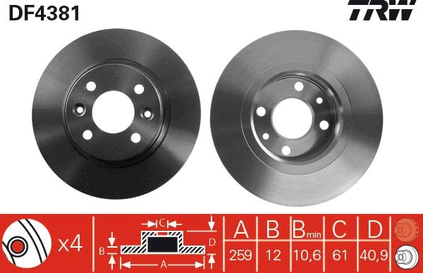 TRW DF4381 - Jarrulevy inparts.fi