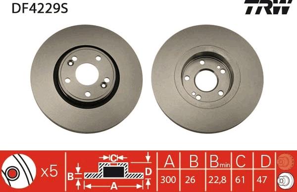 TRW DF4229S - Jarrulevy inparts.fi