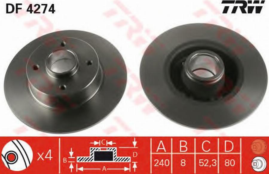 TRW DF4274BPS - Jarrulevy inparts.fi