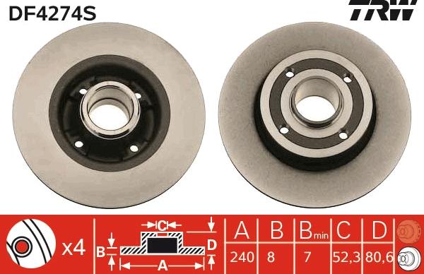 TRW DF4274S - Jarrulevy inparts.fi