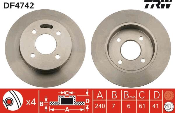 TRW DF4742 - Jarrulevy inparts.fi