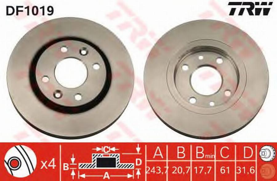 TRW DF1019BP - Jarrulevy inparts.fi