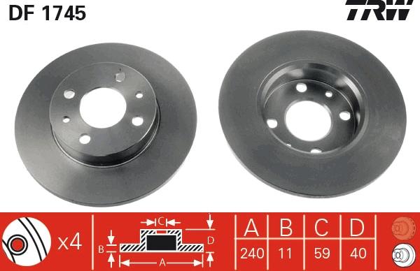 TRW DF1745 - Jarrulevy inparts.fi