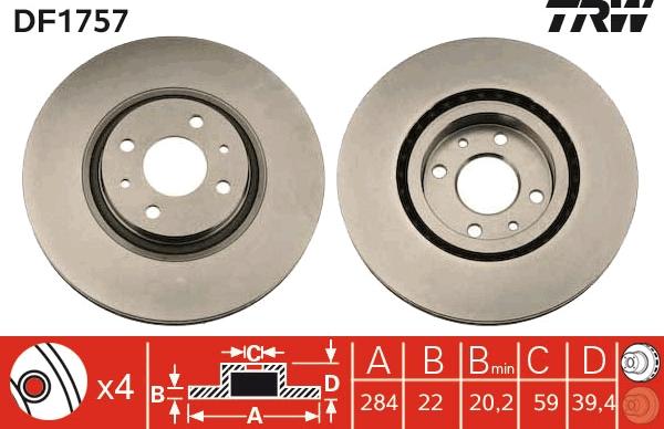 TRW DF1757 - Jarrulevy inparts.fi