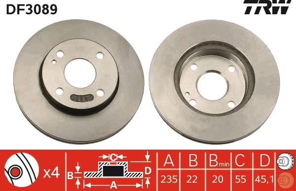 TRW DF3089 - Jarrulevy inparts.fi