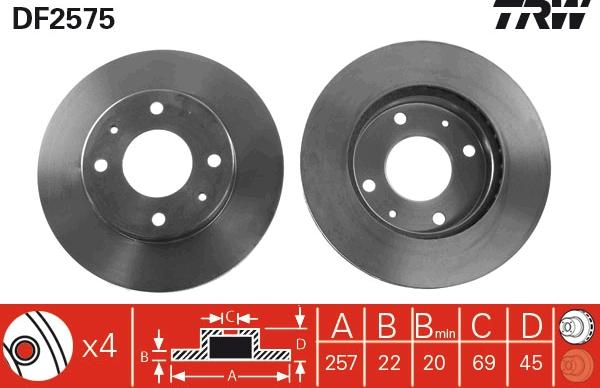 TRW DF2575 - Jarrulevy inparts.fi