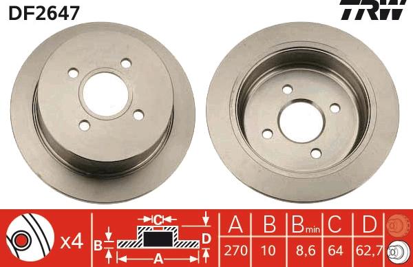 TRW DF2647 - Jarrulevy inparts.fi