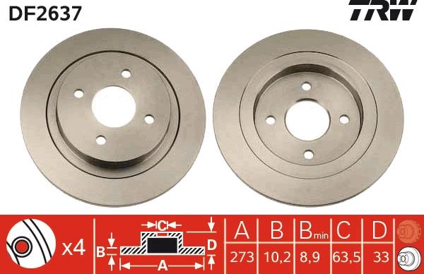 TRW DF2637 - Jarrulevy inparts.fi