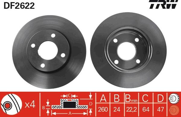 TRW DF2622 - Jarrulevy inparts.fi