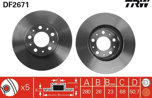 TRW DF2671 - Jarrulevy inparts.fi