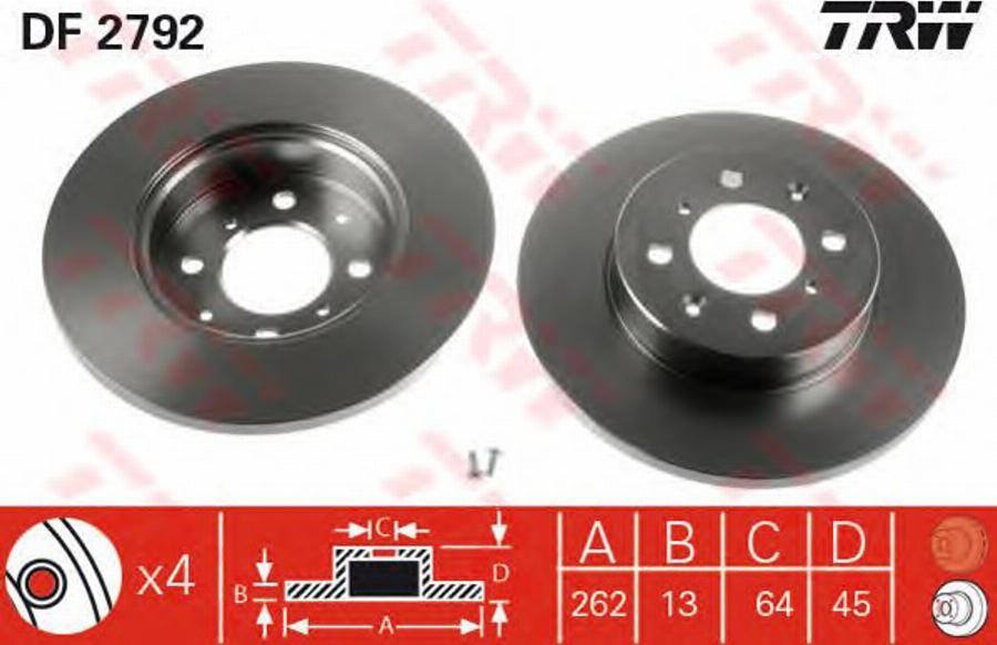 TRW DF2792BP - Jarrulevy inparts.fi