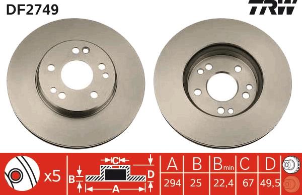 TRW DF2749 - Jarrulevy inparts.fi