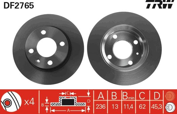 TRW DF2765 - Jarrulevy inparts.fi