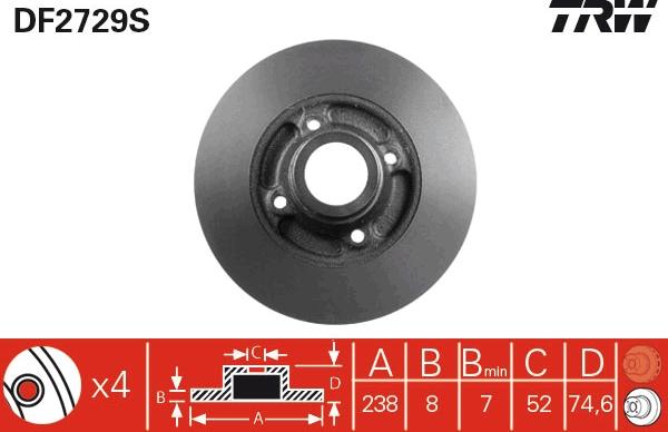 TRW DF2729S - Jarrulevy inparts.fi