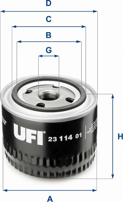 UFI 23.114.01 - Öljynsuodatin inparts.fi