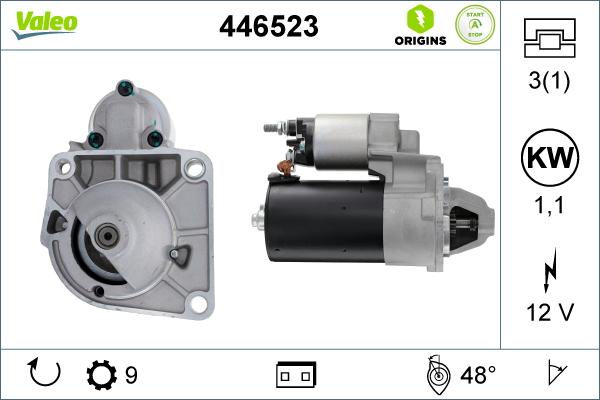 Valeo 446523 - Käynnistinmoottori inparts.fi