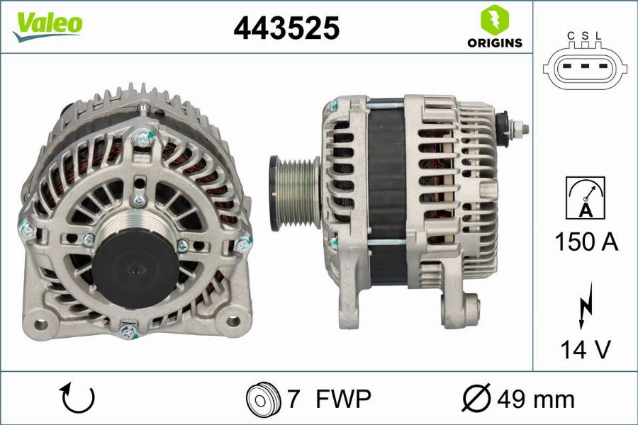 Valeo 443525 - Laturi inparts.fi