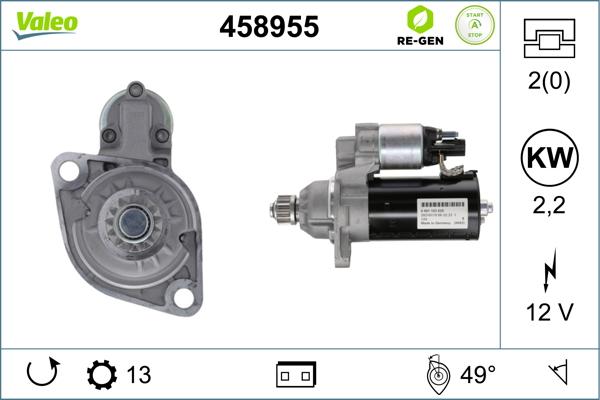 Valeo 458955 - Käynnistinmoottori inparts.fi