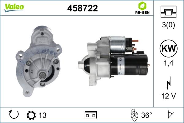 Valeo 458722 - Käynnistinmoottori inparts.fi