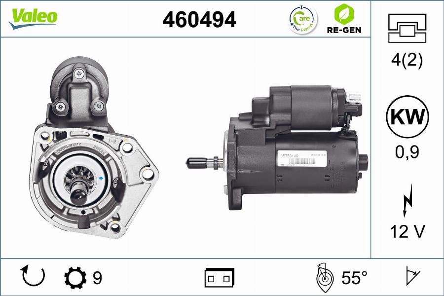 Valeo 460494 - Käynnistinmoottori inparts.fi