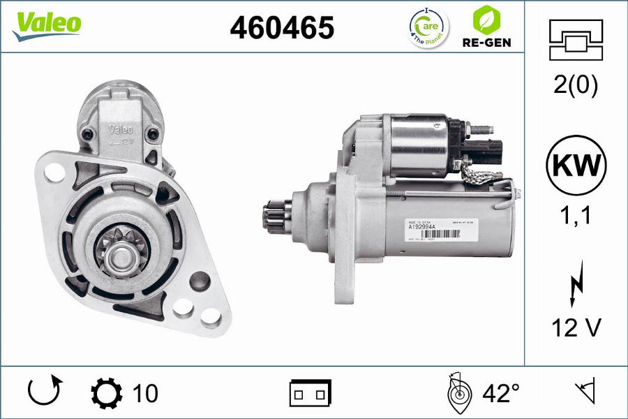 Valeo 460465 - Käynnistinmoottori inparts.fi