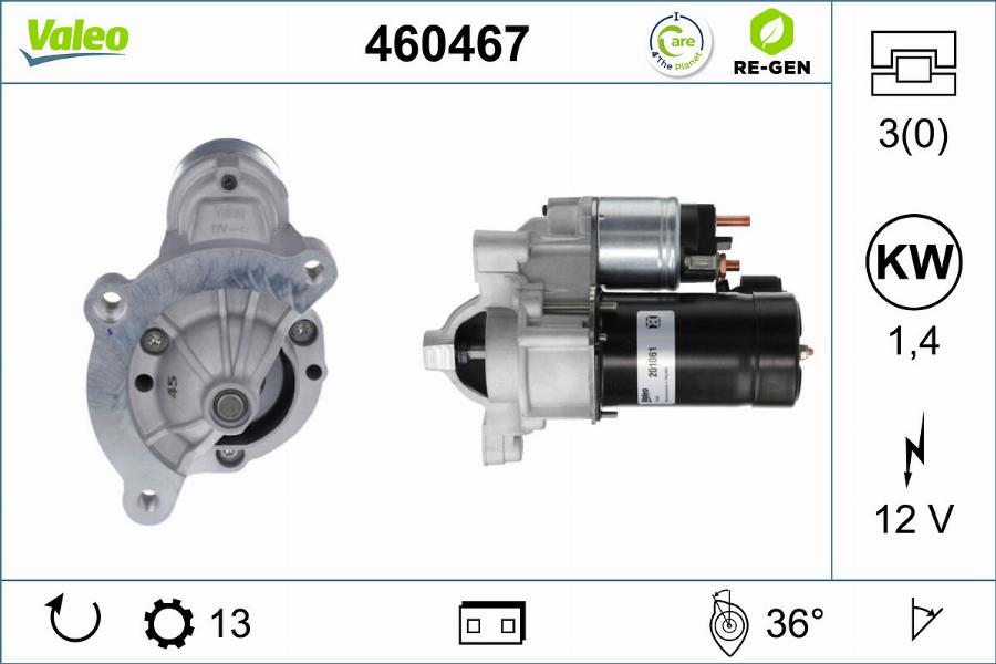 Valeo 460467 - Käynnistinmoottori inparts.fi