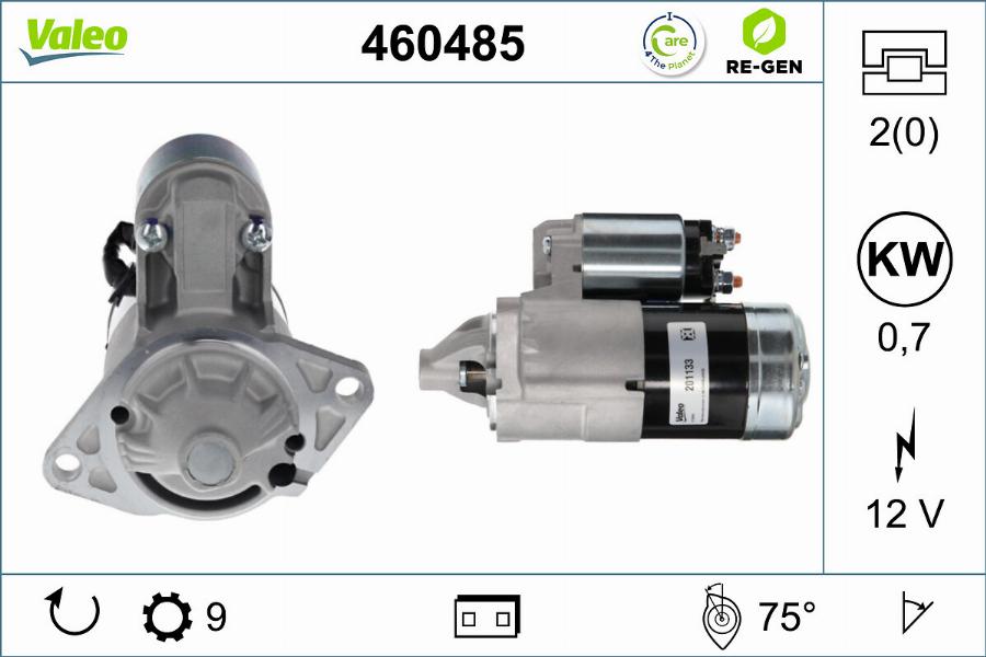 Valeo 460485 - Käynnistinmoottori inparts.fi