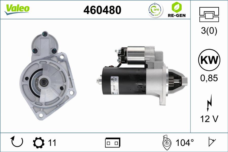 Valeo 460480 - Käynnistinmoottori inparts.fi