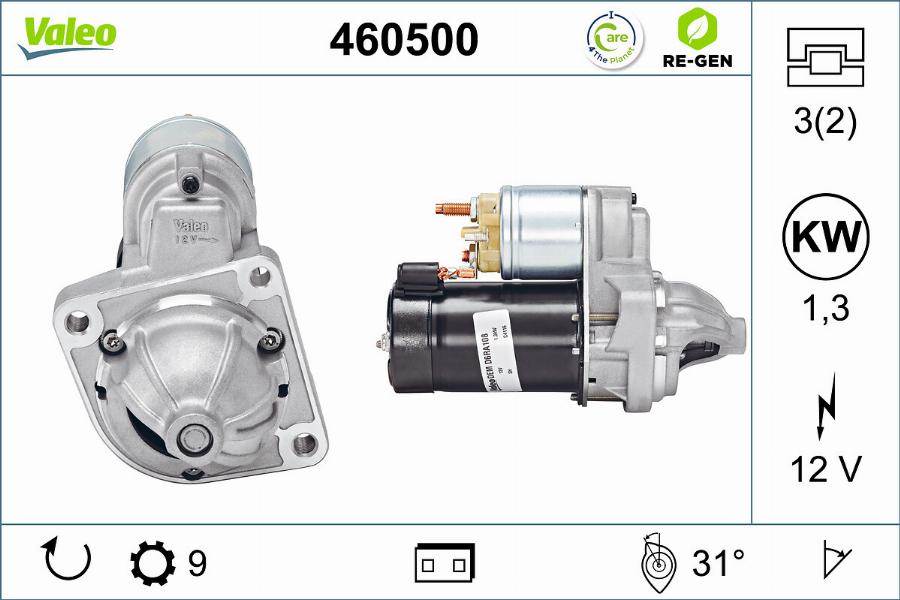 Valeo 460500 - Käynnistinmoottori inparts.fi