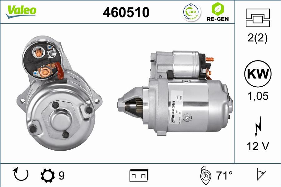 Valeo 460510 - Käynnistinmoottori inparts.fi