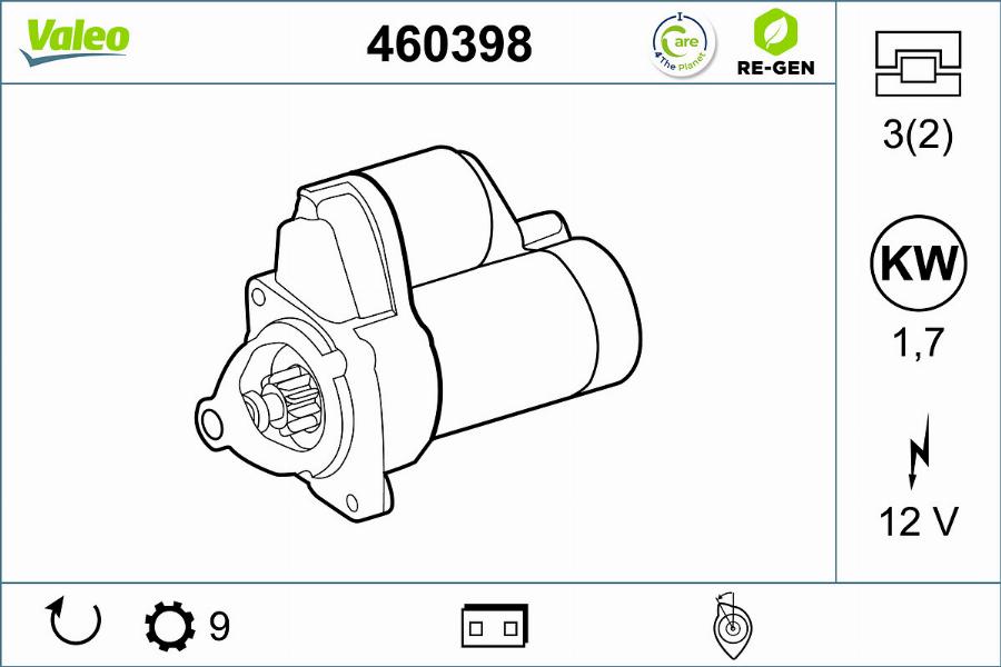 Valeo 460398 - Käynnistinmoottori inparts.fi