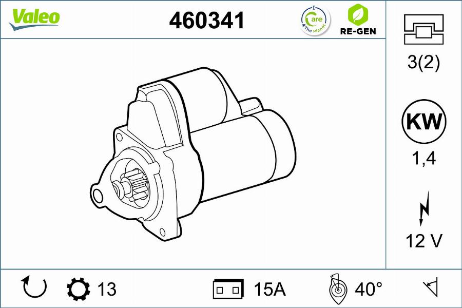 Valeo 460341 - Käynnistinmoottori inparts.fi