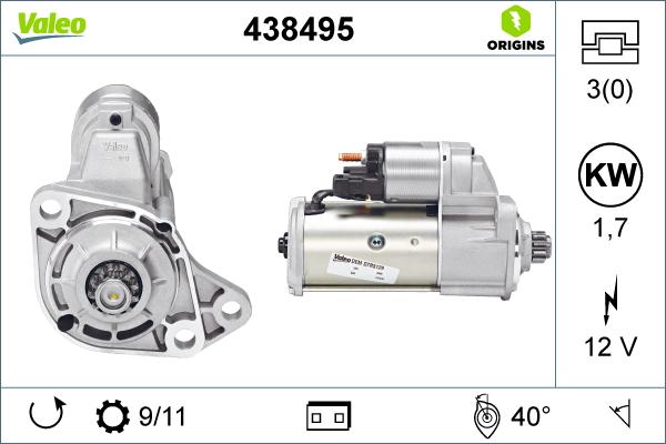 Valeo 438495 - Käynnistinmoottori inparts.fi