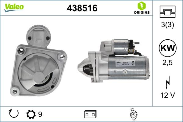 Valeo 438516 - Käynnistinmoottori inparts.fi