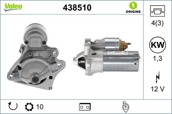 Valeo 438510 - Käynnistinmoottori inparts.fi