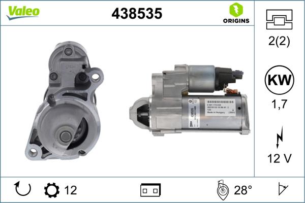 Valeo 438535 - Käynnistinmoottori inparts.fi