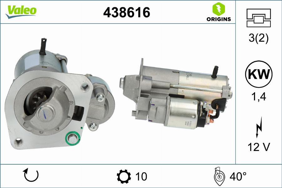 Valeo 438616 - Käynnistinmoottori inparts.fi