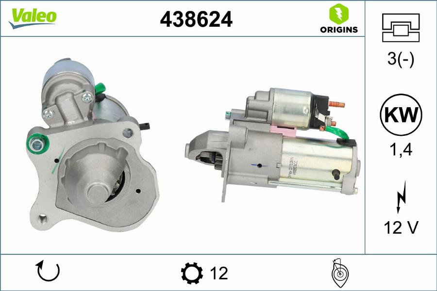 Valeo 438624 - Käynnistinmoottori inparts.fi