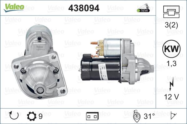 Valeo 438094 - Käynnistinmoottori inparts.fi