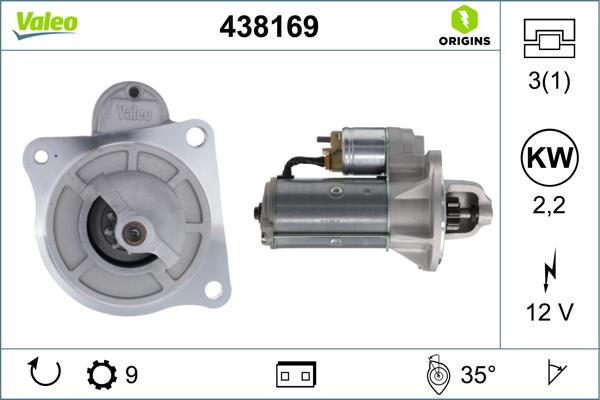 Valeo 438169 - Käynnistinmoottori inparts.fi