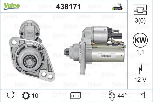 Valeo 438171 - Käynnistinmoottori inparts.fi