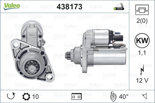 Valeo 438173 - Käynnistinmoottori inparts.fi