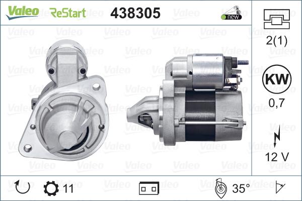 Valeo 438305 - Käynnistinmoottori inparts.fi