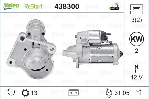 Valeo 438300 - Käynnistinmoottori inparts.fi