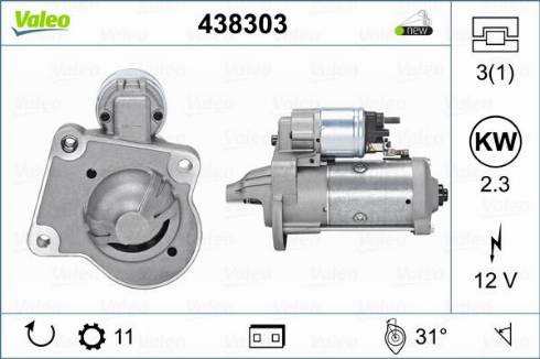 Valeo 438303 - Käynnistinmoottori inparts.fi