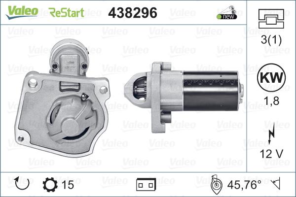 Valeo 438296 - Käynnistinmoottori inparts.fi