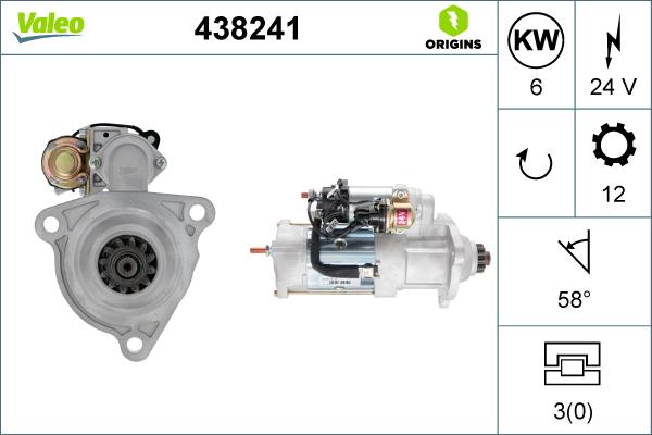 Valeo 438241 - Käynnistinmoottori inparts.fi