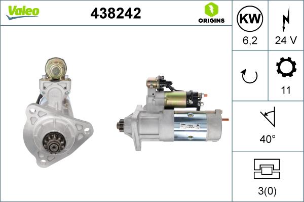 Valeo 438242 - Käynnistinmoottori inparts.fi