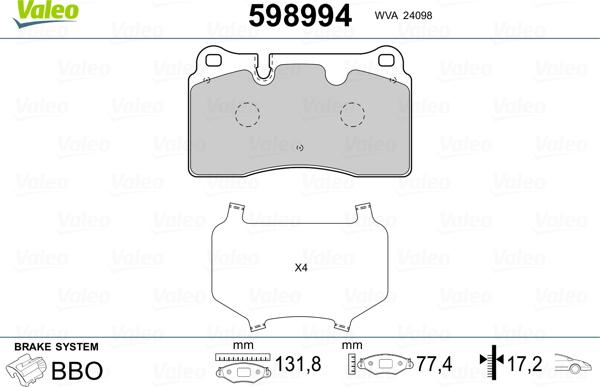 Valeo 598994 - Jarrupala, levyjarru inparts.fi