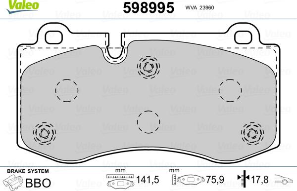 Valeo 598995 - Jarrupala, levyjarru inparts.fi